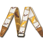 FENDER 0990686005 Weighless  2" Monogrammed Strap, White/Brown/Yellow