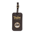 TAYLOR TLT Taylor Leather Luggage Tag Chocolate Brown Gold Logo