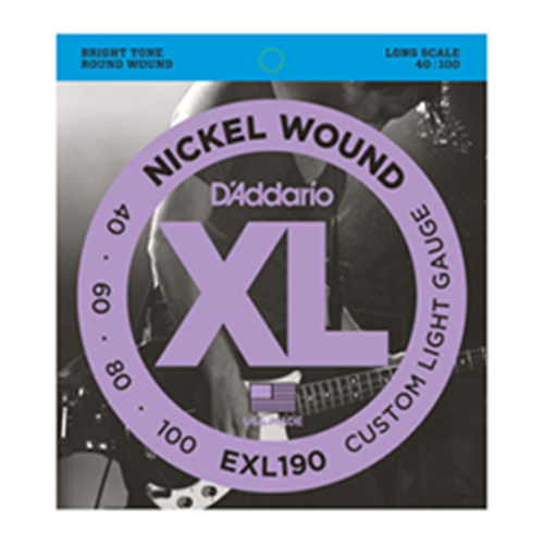 DADDARIO  EXL190 Nickel Wound Bass Guitar Strings, Custom Light, 40-100, Long Scale