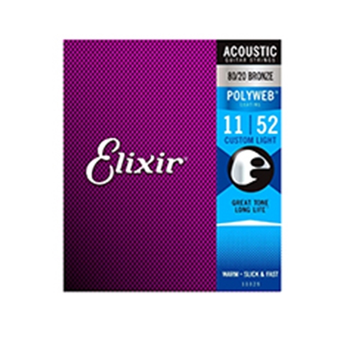 ELIXIR 11025 80/20 Polyweb Acoustic Guitar Strings Custom Light (11 - 52)