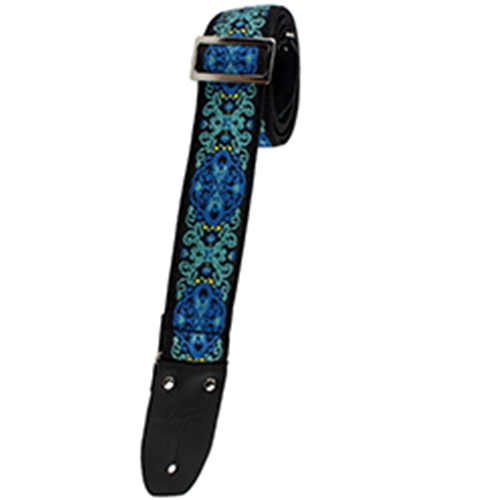 Henry Heller HJQ245 2"  Jacquard Webbing Black w/Blue and Aqua