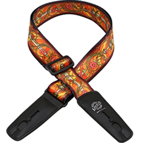 Henry Heller LIS034BM4 Lock-It Straps Series - Plush Poly Swords Guitar Strap