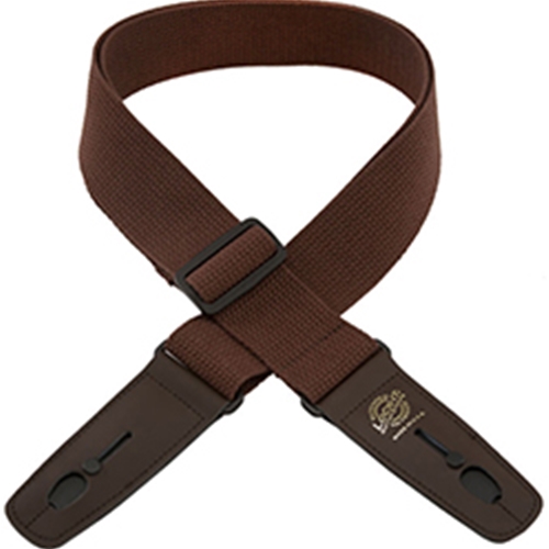 Henry Heller LIS048C2BRN/BRN Lock-It Straps Series - Cotton Brown Guitar Strap