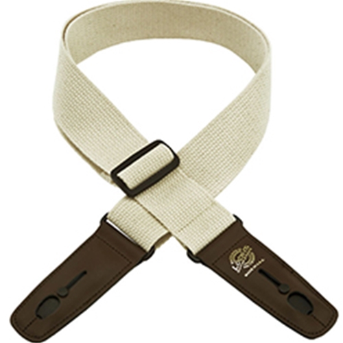 Henry Heller LIS049C2NAT/BRN Lock-It Straps Series - Cotton Nat Guitar Strap