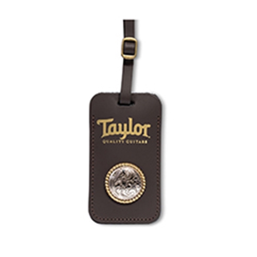 TAYLOR TLT Taylor Leather Luggage Tag Chocolate Brown Gold Logo