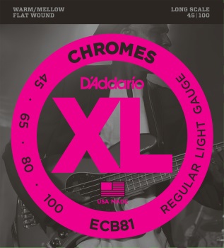 DADDARIO ECB81 XL Chromes Bass Guitar Strings Light 45-100 Long Scale