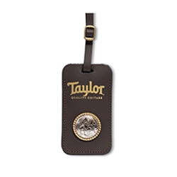 TAYLOR TLT Taylor Leather Luggage Tag Chocolate Brown Gold Logo