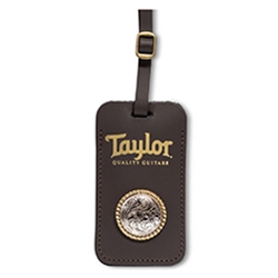 TAYLOR TLTC Taylor Leather Luggage Tag w /  Concho Chocolate Brown Gold Logo